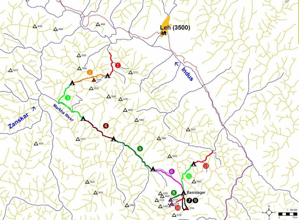 Markha Valley trek route map