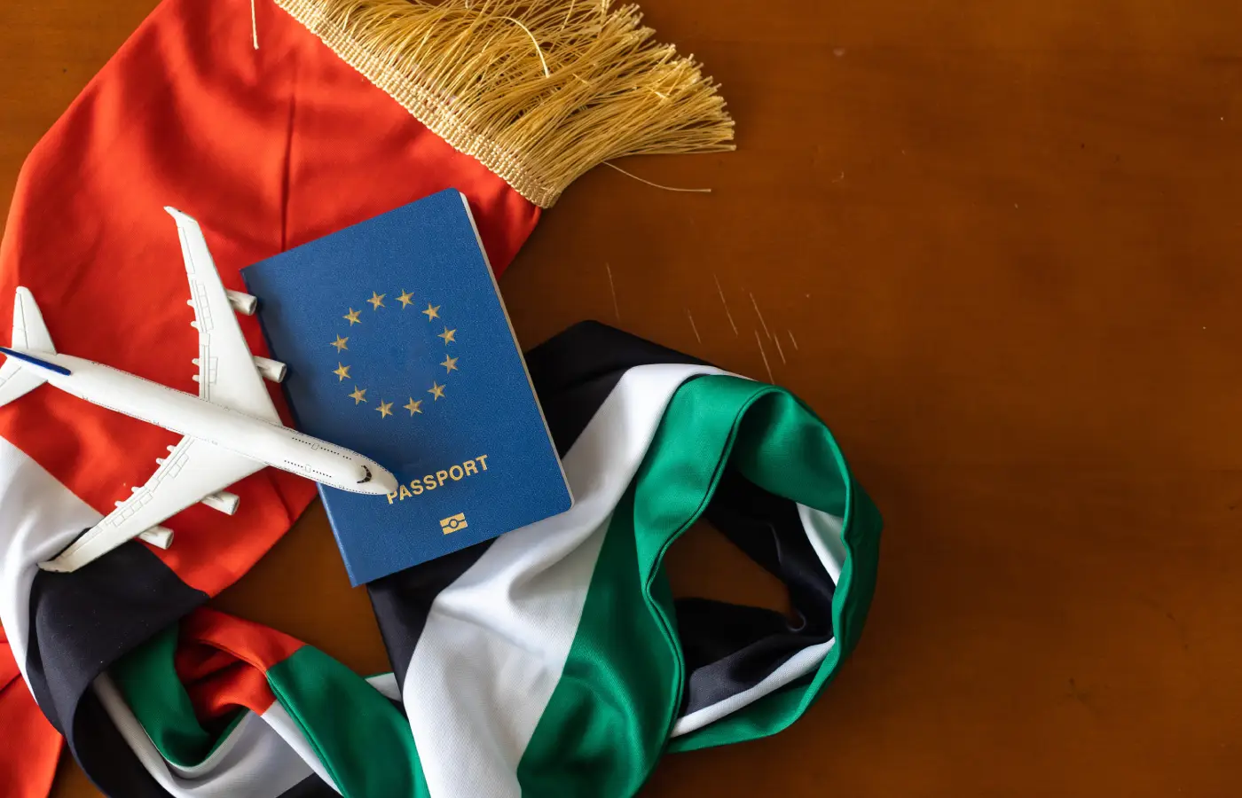 United Arab Emirates flag and Passport.
