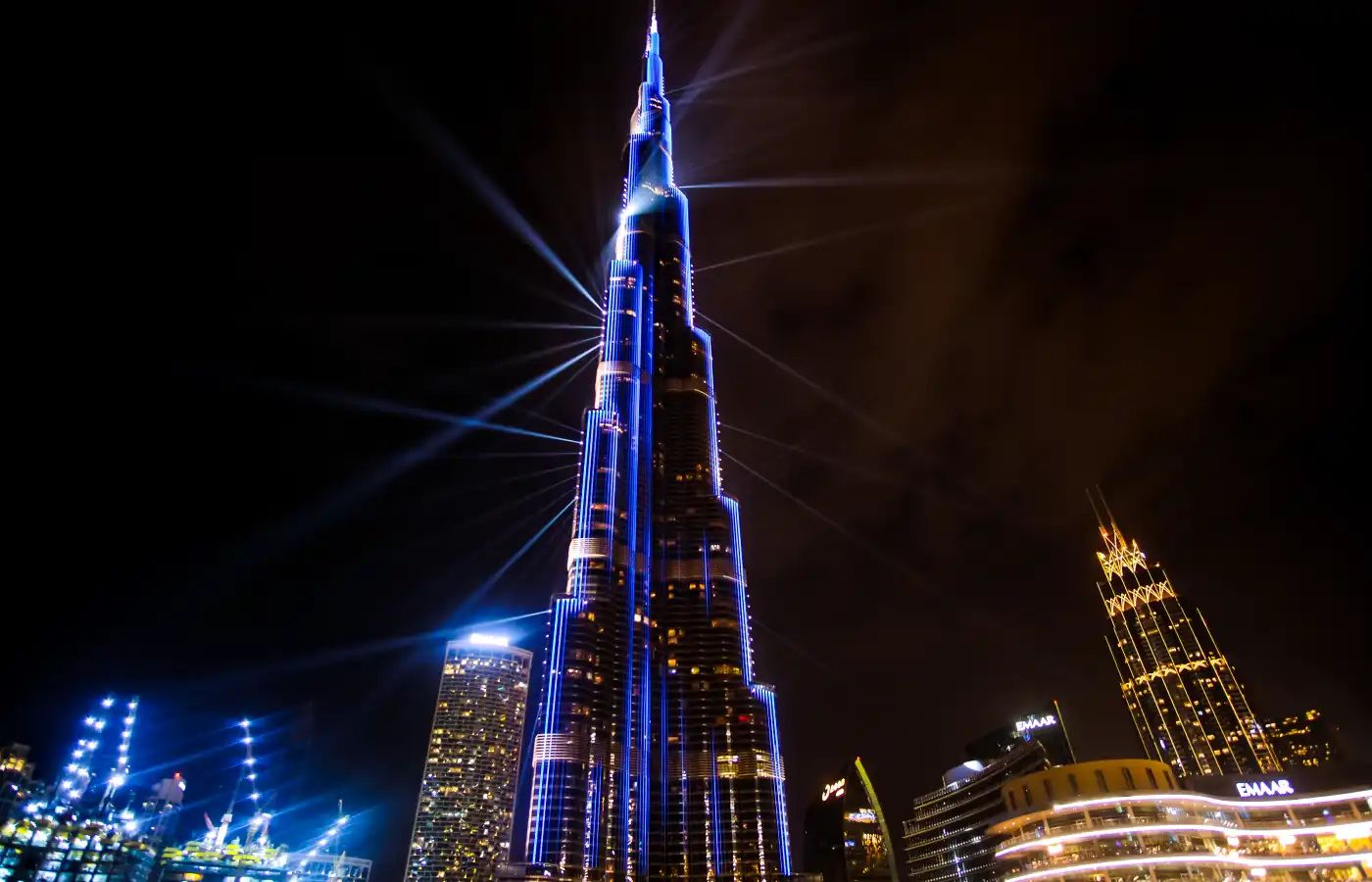 light works set on tower Burj Khalifa in Dubai, United Arab Emirates