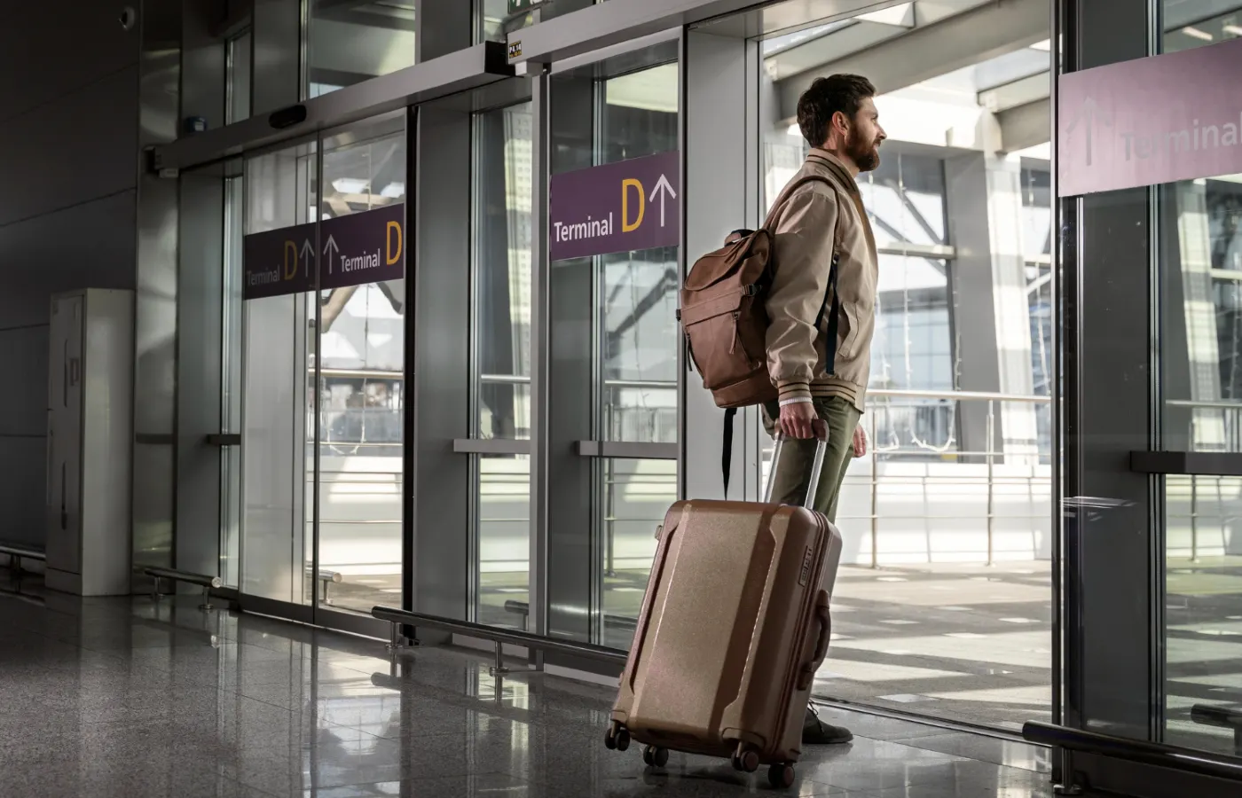 person walking in airport