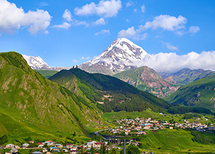 view of mount kazbegi in georgia