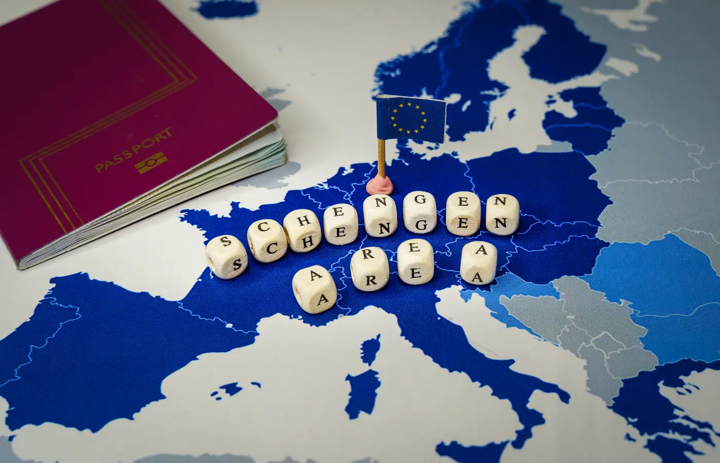 Schengen area on map
