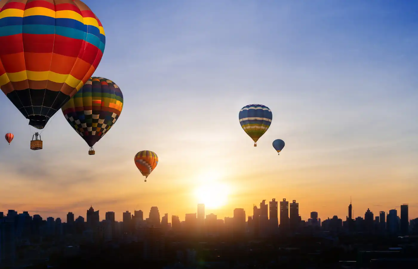 hot air balloons in the sky.