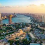 Panorama of Cairo cityscape taken during the sunset.