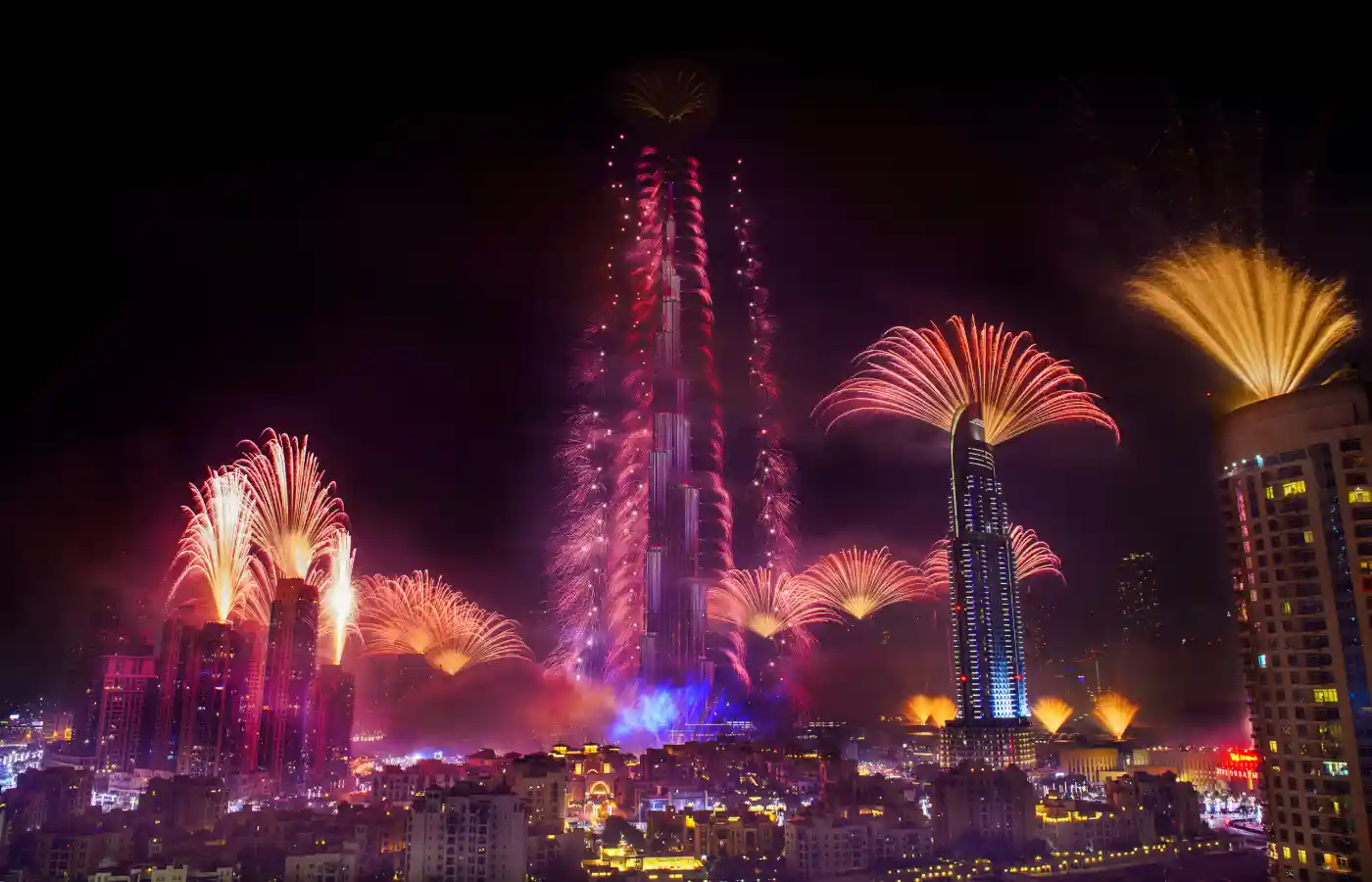Fireworks in Burj Khalifa Dubai.