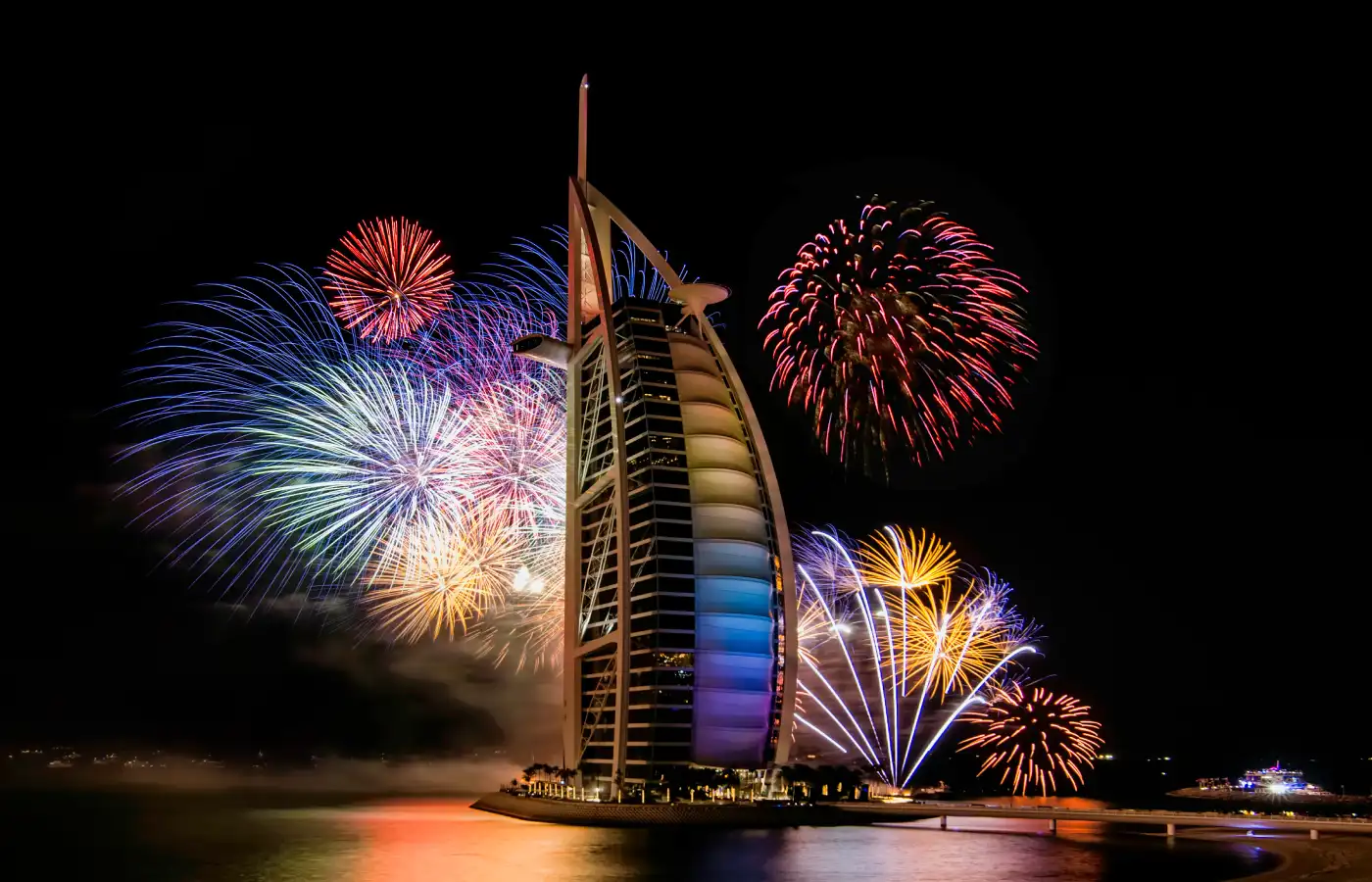 The Burj Al Arab luxury hotel during their New Year's event.in Dubai