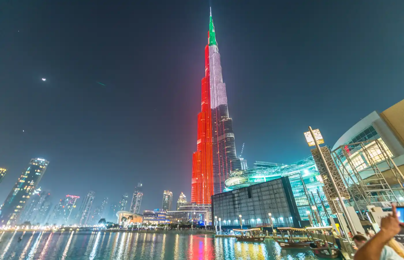 Burj Khalifa tower at night.