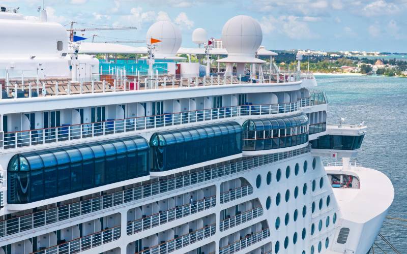 An Aerial Photography of a Cruise Ship on the Sea.