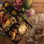 different variety of food served in a platter.