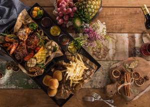 different variety of food served in a platter.