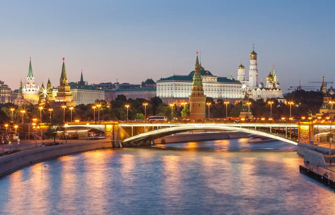 Bridge built on a river in Moscow, Russia.