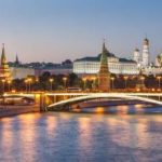 Bridge built on a river in Moscow, Russia.