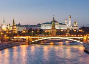 Bridge built on a river in Moscow, Russia.