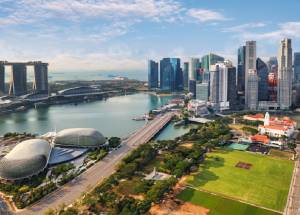 Aerial view of Singapore city at day