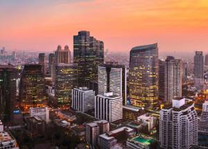 Top view of buildings in Thailand city.