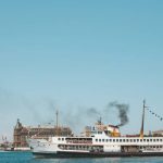 White cruise in calm sea.