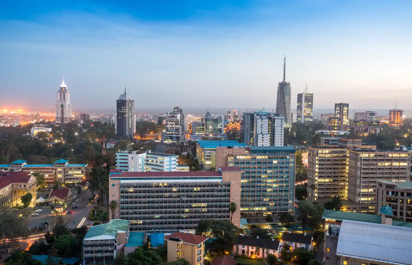Modern Nairobi cityscape in the capital city of Kenya.
