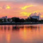 Sunset afternoon at west lake in Hanoi.