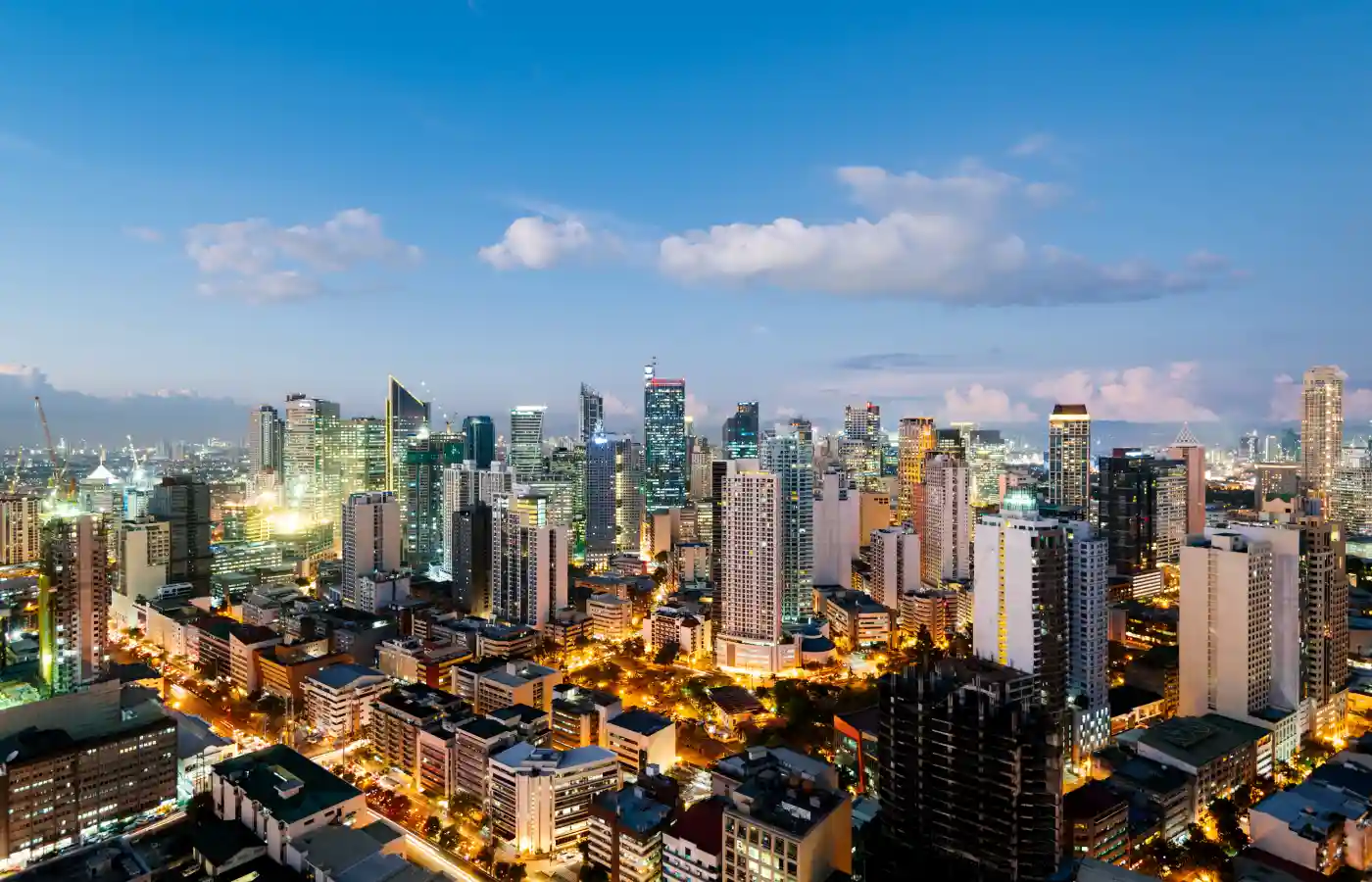 View of Philippine city under the sky.