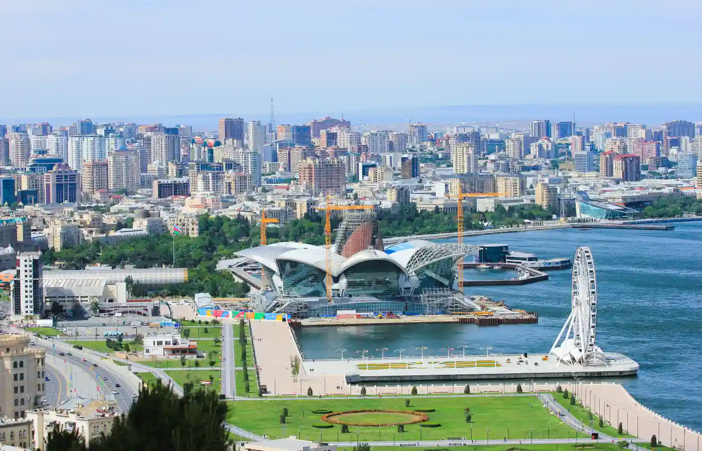 Nice view of the Baku city from the highland park.
