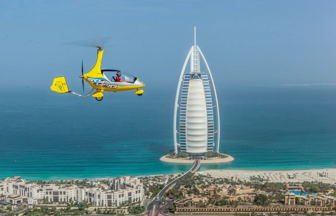 Gyrocopter flying in Dubai