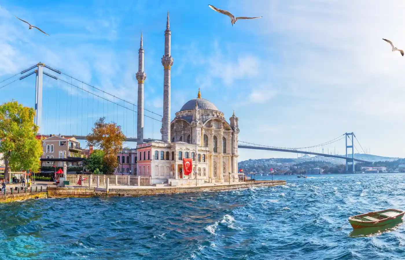 The Ortakoy Mosque panorama, beautiful sea view, Istanbul