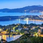 View of Phuket city in Thailand taken in dusk.