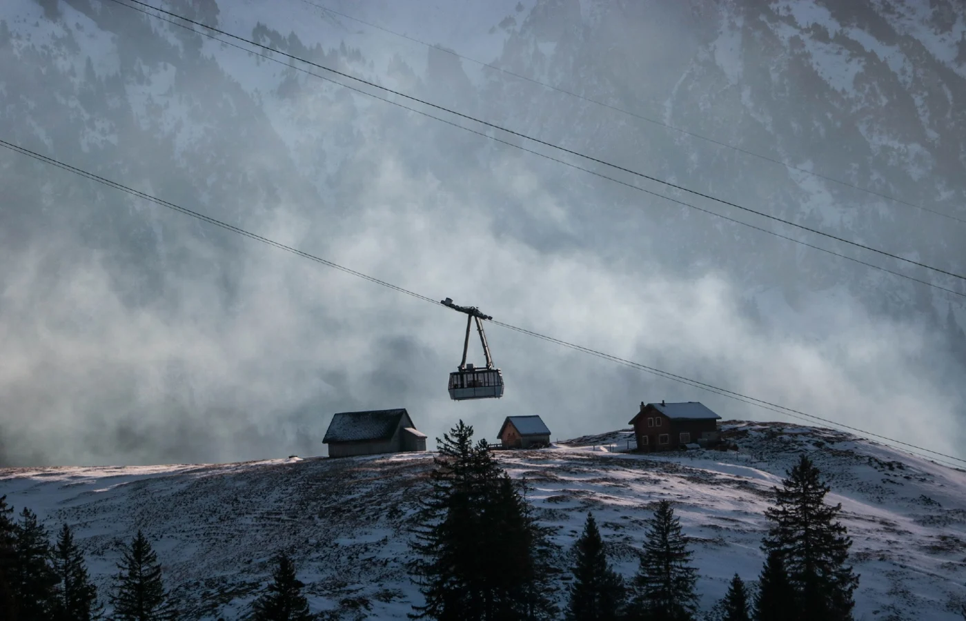 Cable Car in Switzerland Snowfall
