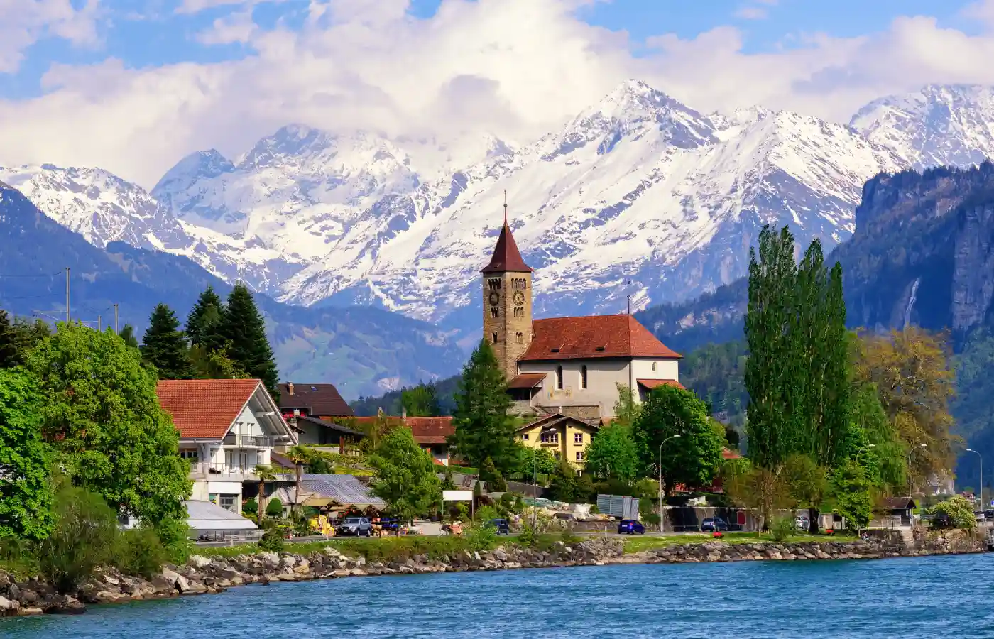 Brienz town on Lake Brienz by Interlaken, Switzerland,