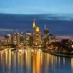 Huge buildings with lights in Germany.