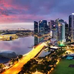 Singapore city view panoranora at sunrise
