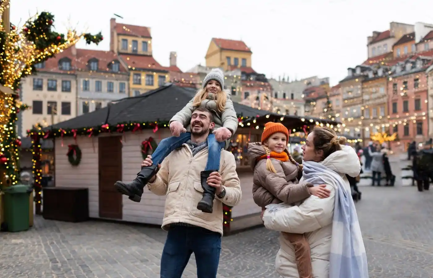 family enjoying trip in Germany on christmas holidays