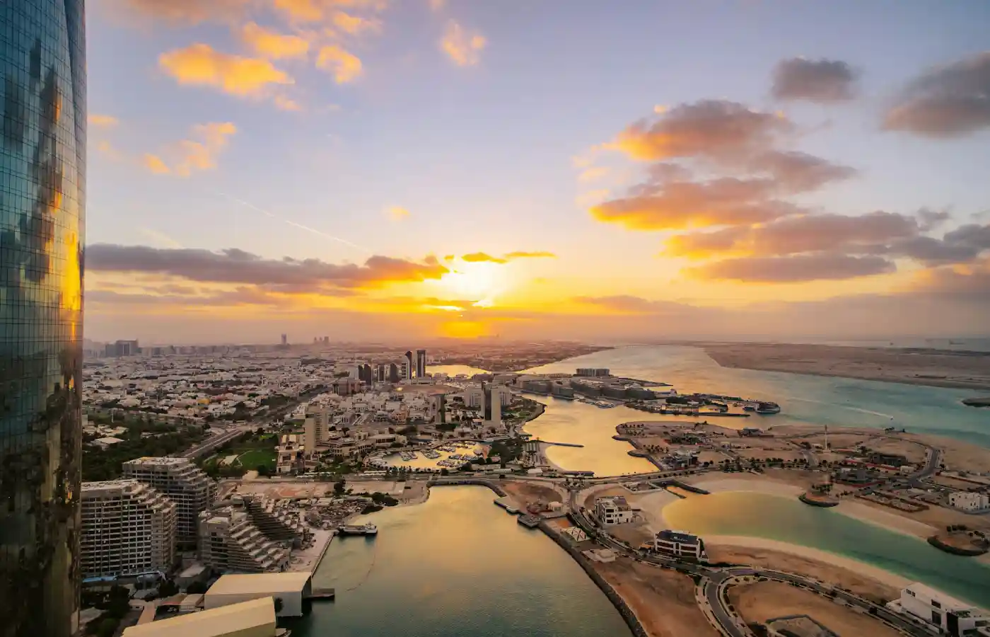 Sunset view of Abu Dhabi city.