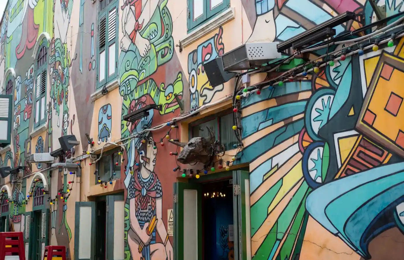 Colorful building in Haji Lane, Singapore.