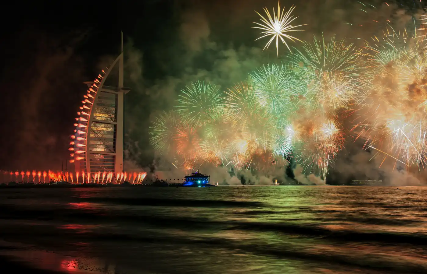 Fireworks show at Burj al Arab Dubai.