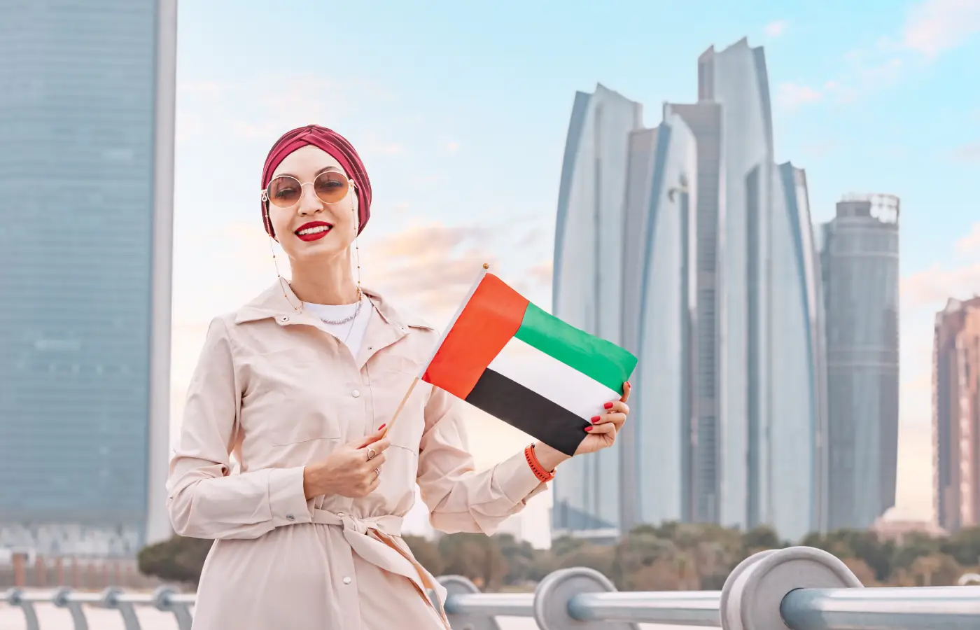 girl with UAE flag in Dubai.