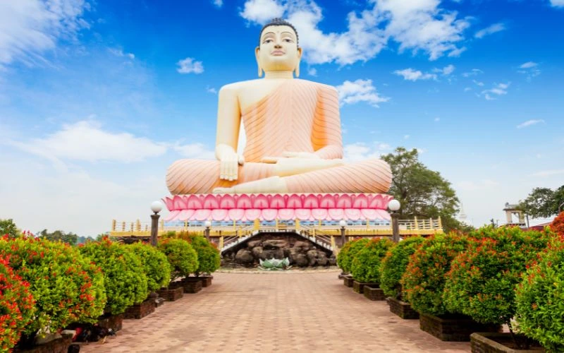 Buddhist temple near Bentota beach in Sri Lanka