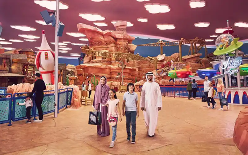 Arabic family at Warner Bros. World Abu Dhabi.