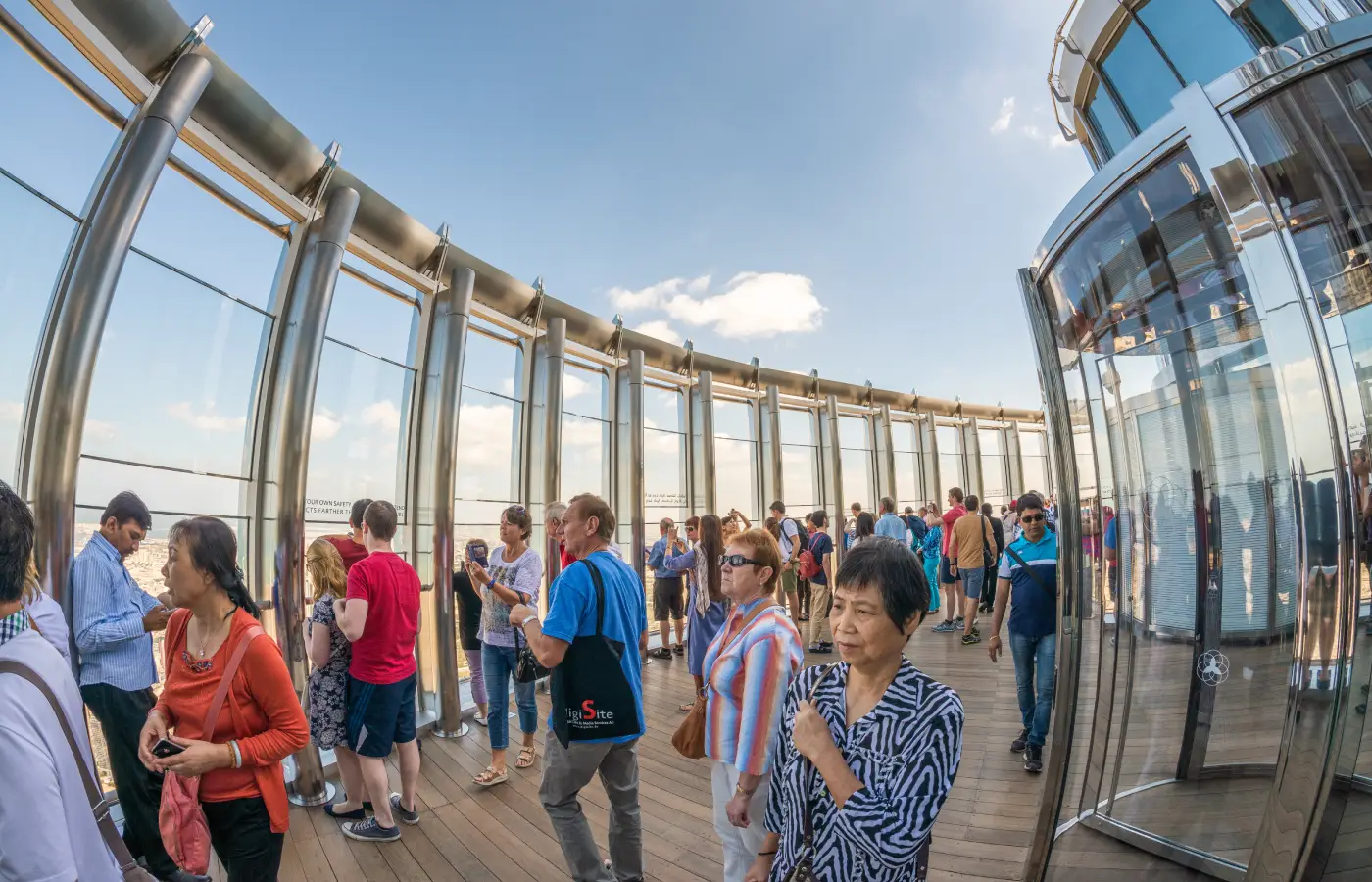 Tourists on Burj Khalifa tower.