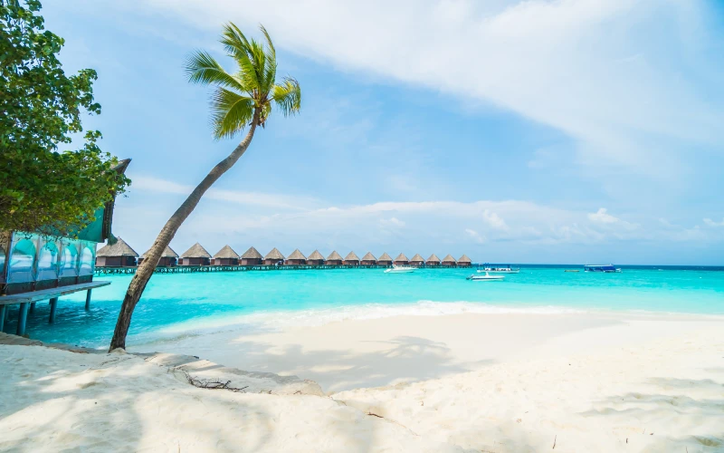 Baros island huts in Maldives