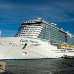 Costa Toscana cruise ship docked at the port on a clear sunny day.Costa Toscana cruise ship docked at the port on a clear sunny day