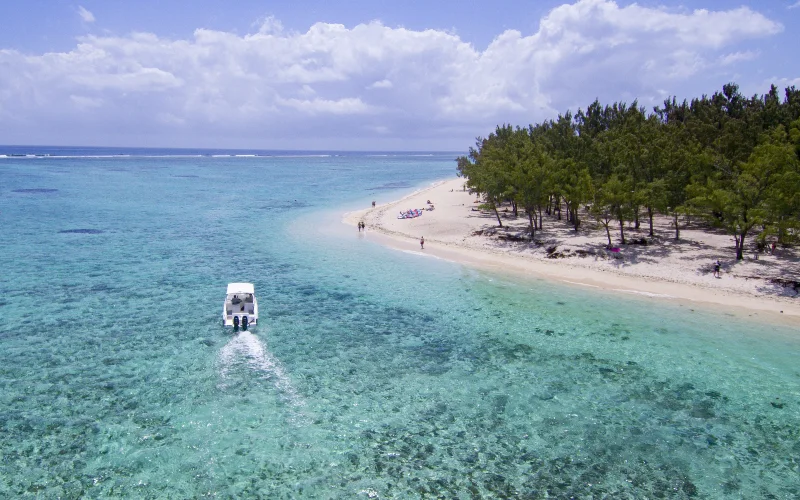 Mauritius beach aerial view