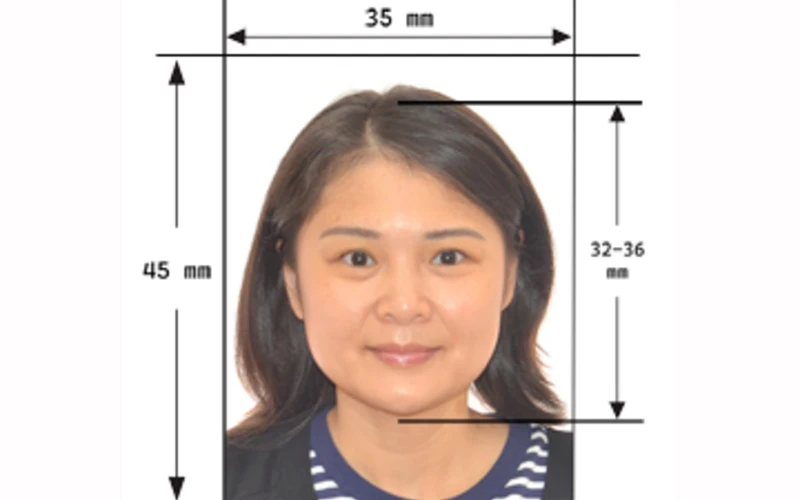 Thailand visa photo size with dimensions