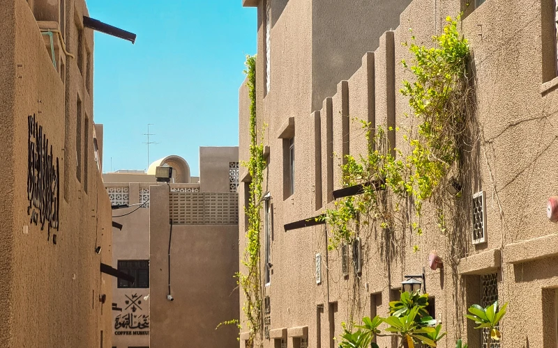 al Fahidi neighborhood's modest building in Old Dubai