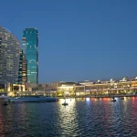 Building Illuminating facing the creek in Dubai
