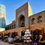 Colorful market stalls in Tashkent