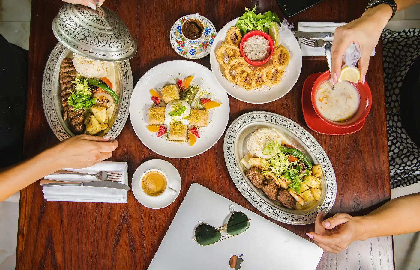 a delectable spread of food in a restaurant
