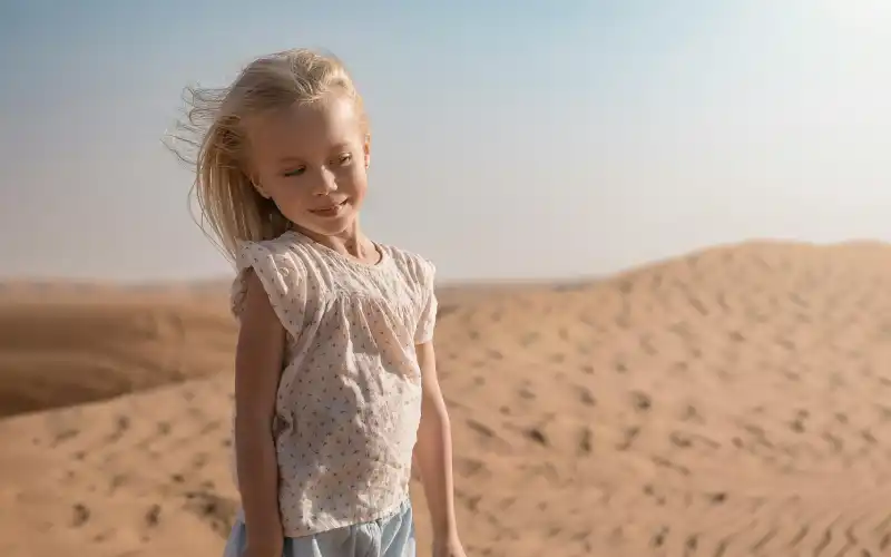 A Girl in the Desert in Dubai.