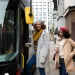 Italian bus interior with women passengers