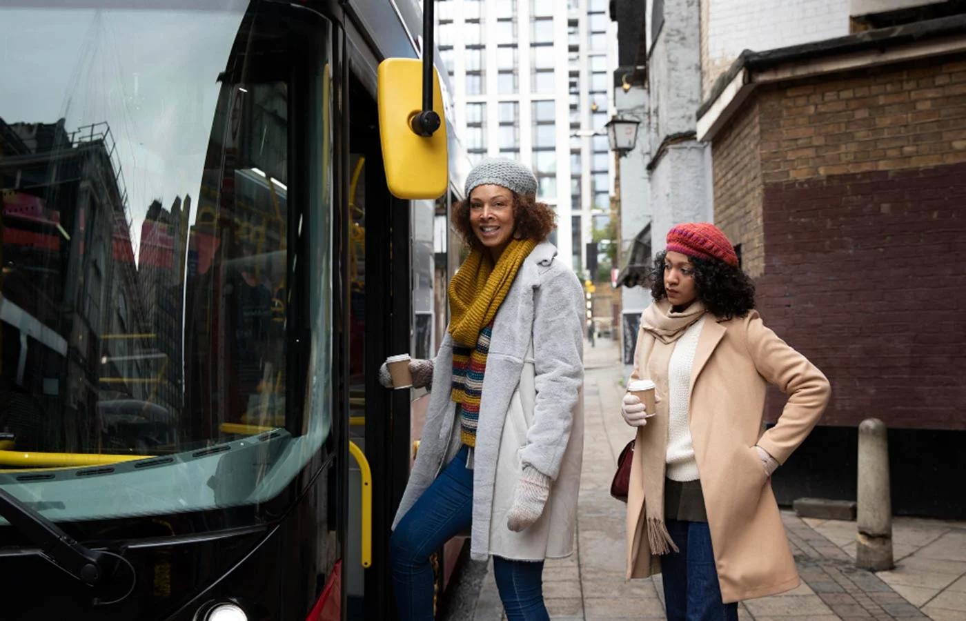 Italian bus interior with women passengers